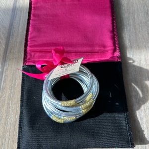 BuDhaGirl Silver All Weather Bangles - Serenity Prayer